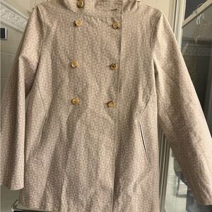 Celine Logo Beige Patterned Trench Coat